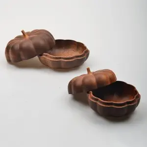 Maya Ebony Pumpkin Storage Box Set of 2 Wood Crafts