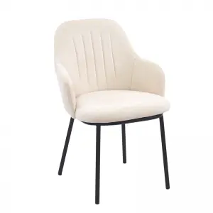 Brant Dining Chair with Arm Upholstered Seat in Metal Frame.